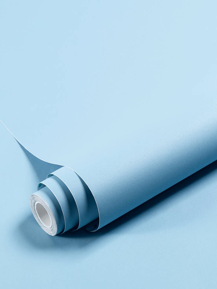 浅蓝天蓝色墙纸自粘卧室客厅防水宿舍ins北欧风装饰背景墙贴壁纸