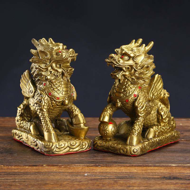 铜麒麟摆件一对纯铜麒麟铜财富麒麟铜器工艺品礼品厂家