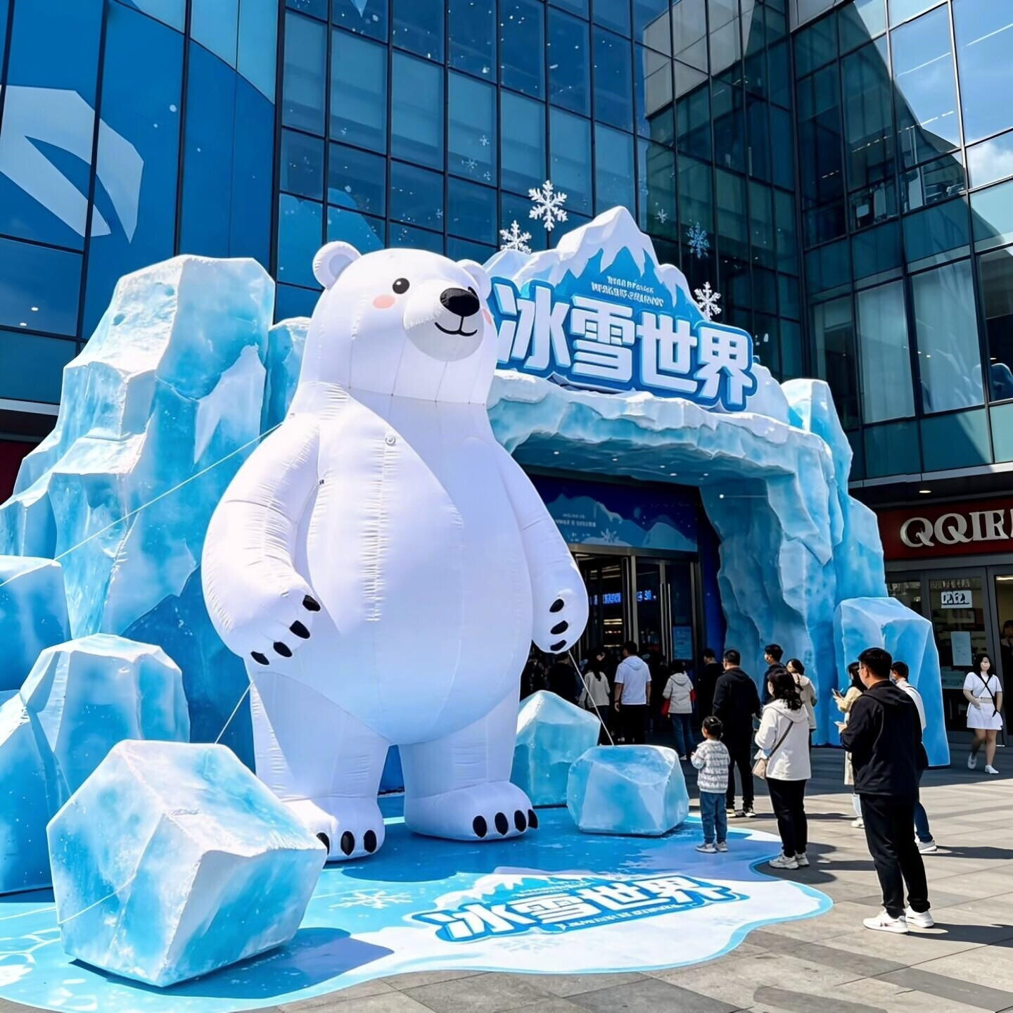 充气北极熊气模冰雪世界主题美陈动物园海洋馆商打卡引流装置道具