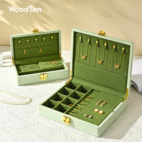 木世轻奢PU首饰箱北欧风收纳盒