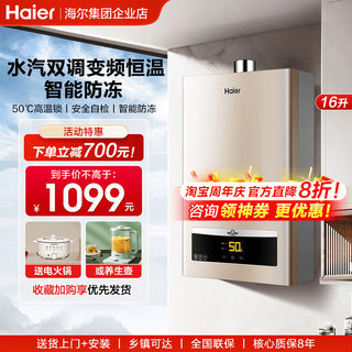 海尔燃气热水器家用厨房天然气节能恒温洗澡即热强排式防冻16D11