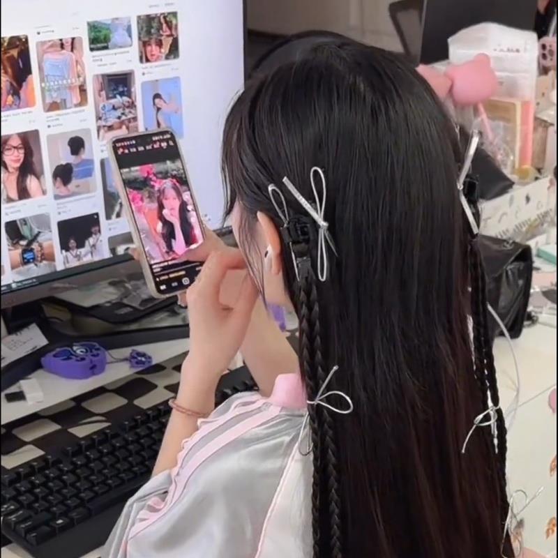 假发辫子抓夹女发量少新中式蝴蝶结麻花发饰高马尾时尚拳击辫发夹