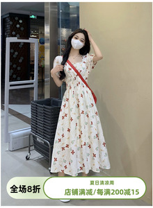 连衣裙女裙子2024年夏季新款长裙白色碎花法式气质显瘦小个子春秋