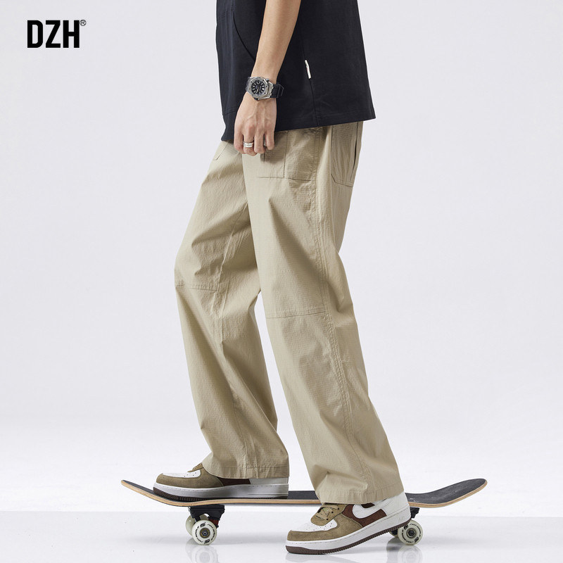 男士直筒裤卡其色工装裤男裤新款裤子男款夏季薄款宽松休闲裤长裤