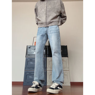 布老哥Blog复古做旧微弹直筒牛仔裤男美式窄版休闲百搭长裤子K368