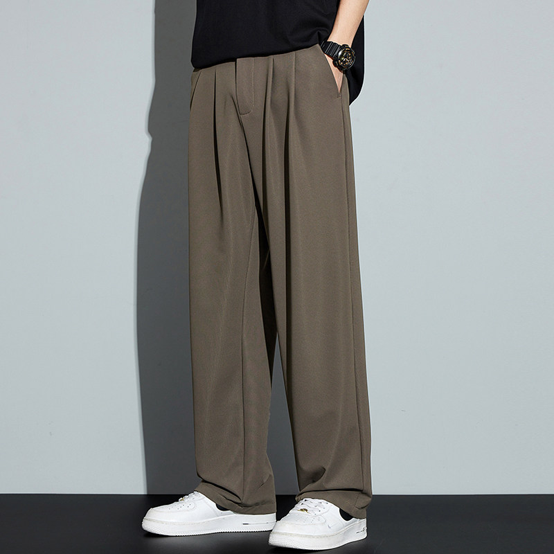 Kuvine夏季凉感西裤男款垂感冰感薄款宽松直筒长裤高级感休闲裤男