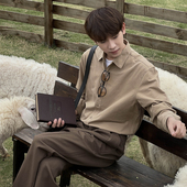 2025春秋季 韩版 宽松潮流纯色百搭气质小众休闲长袖 Eli 新疆棉衬衫