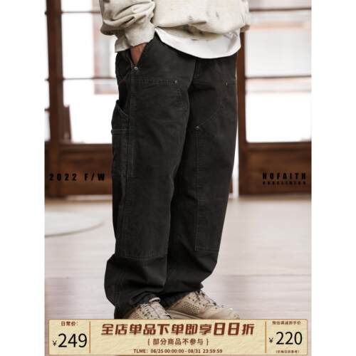 NOFAITH宽松B01复古多口袋双膝伐木工装裤男士直筒休闲长裤无信仰