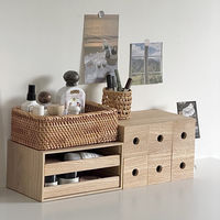 Desktop cosmetics wooden storage tray, storage drawer, skincare cabinet, dressing table, shelf, organizing box thumbnail 7