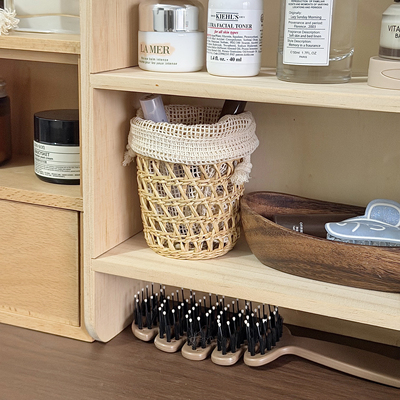 桌面收纳筐杂物化妆刷筒收纳篮家用田园风笔筒迷你藤编编织收纳桶