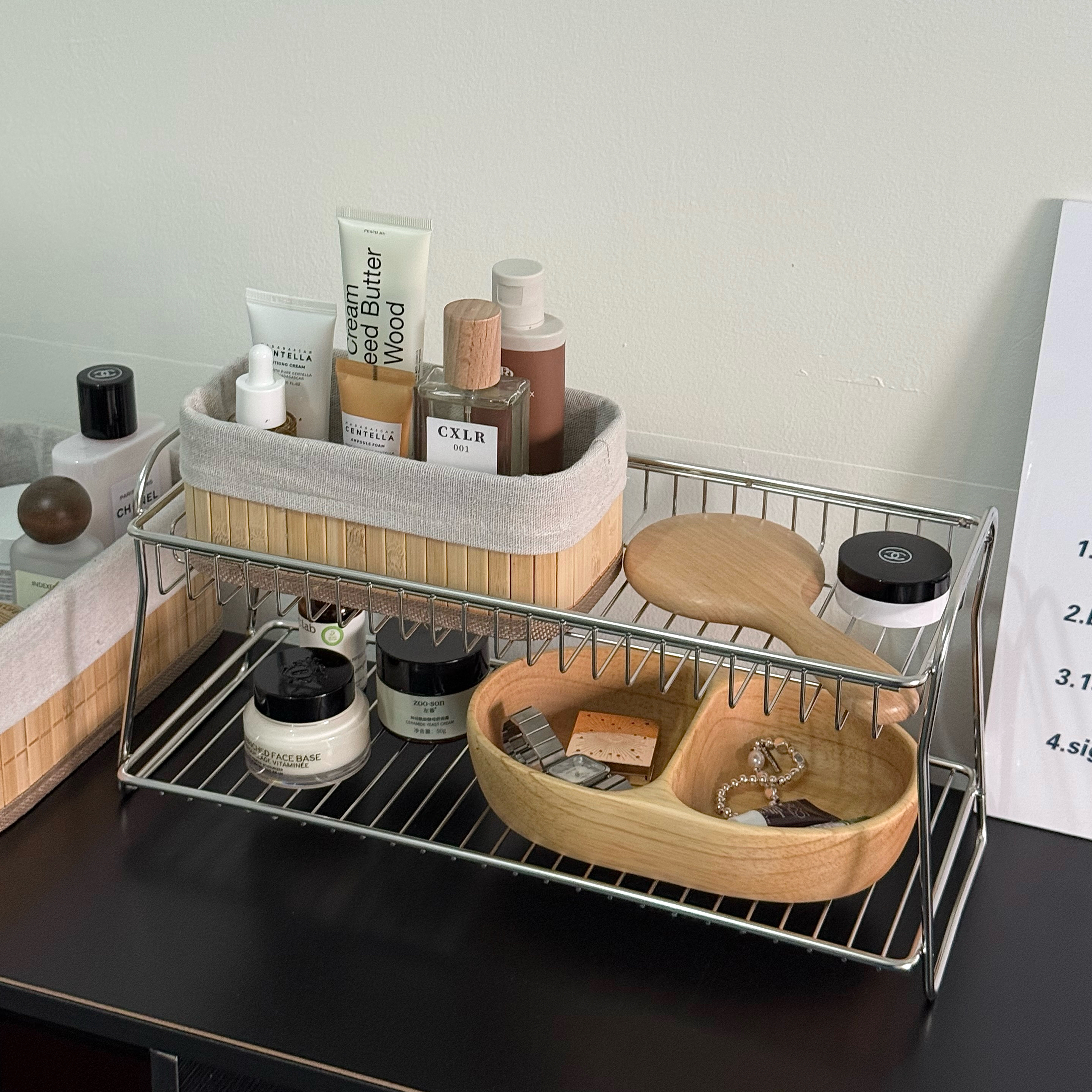 不锈钢置物架收纳架卫生间浴室洗漱台桌面多功能化妆品整理盒架子