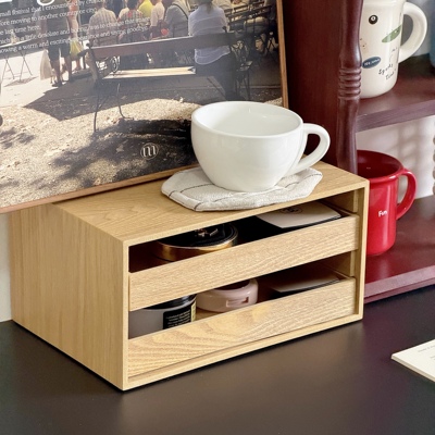 桌面化妆品木制收纳托盘储物抽屉式护肤品柜梳妆台置物架整理盒