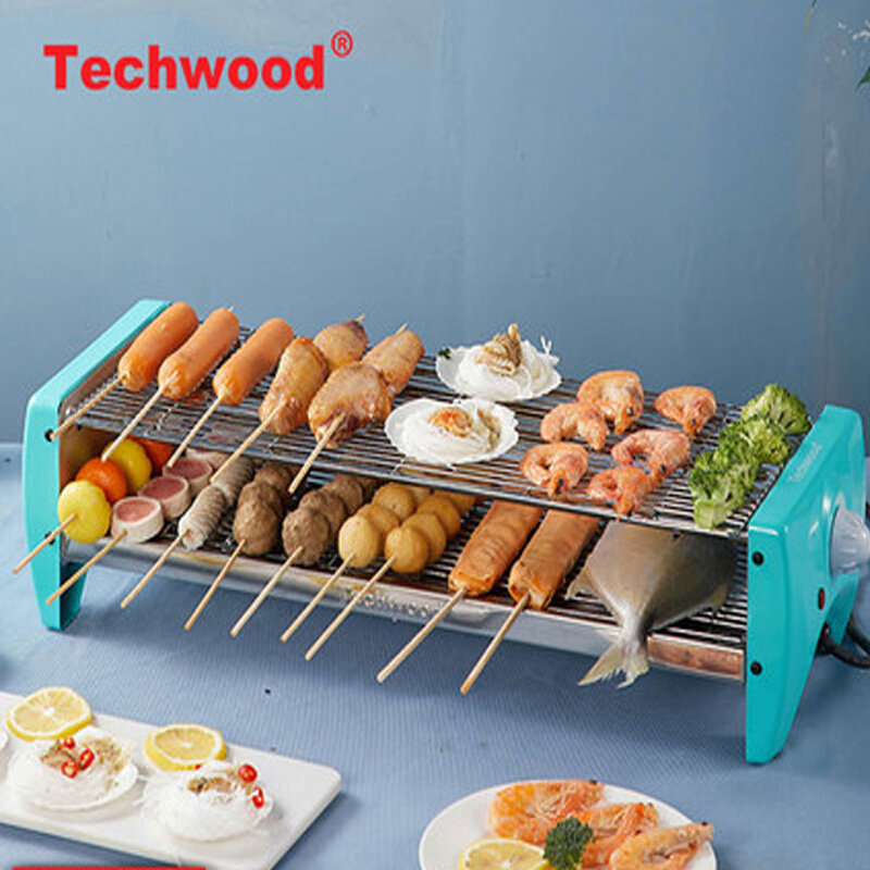 Techwood电烧烤炉家用无烟烤串机电烤盘烤肉锅煎肉锅电烤架大双层使用感如何?