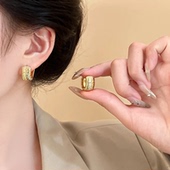 金色百搭几何圈圈耳扣女2025年新款 潮气质小众百搭设计感耳环耳饰