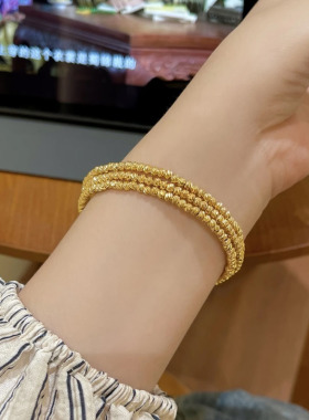 蹦迪珠三圈开口手镯女