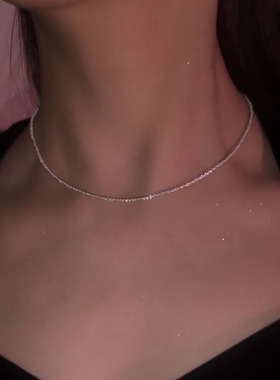 设计感银色满天星锁骨链女