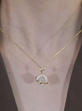 猫眼石铜女星月神话锁骨链