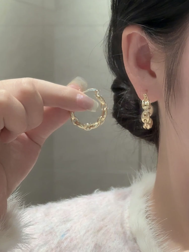 金属风猪鼻耳圈耳环女
