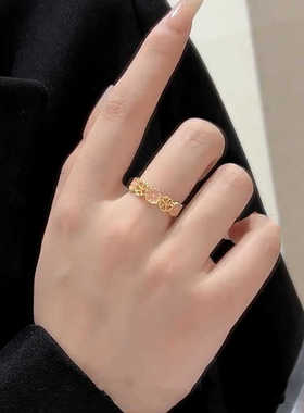 粉色2024年新款桃花指环饰品气质