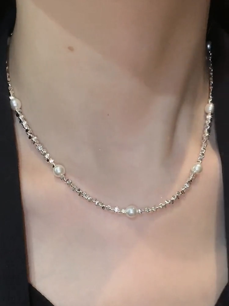 设计感碎银几两珍珠项链女