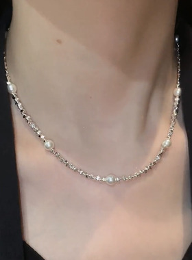 设计感碎银几两珍珠项链女
