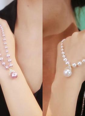 法式气质白色锆石王妃项链