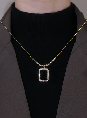 镶钻黑色亮片板材秋冬毛衣链女