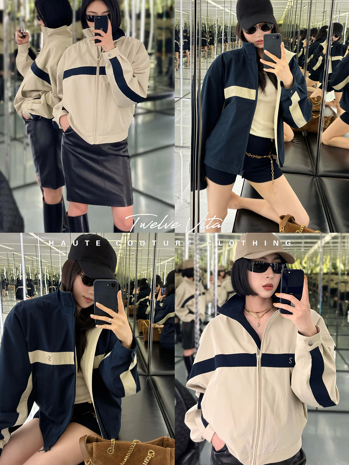 เสื้อแจ็กเก็ตกลางแจ้งเบาบาง สีกรมท่าและสีกากี คอตั้ง แนวเรโทรอเมริกัน รุ่น Twelve Vita 26 สำหรับฤดูใบไม้ร่วง