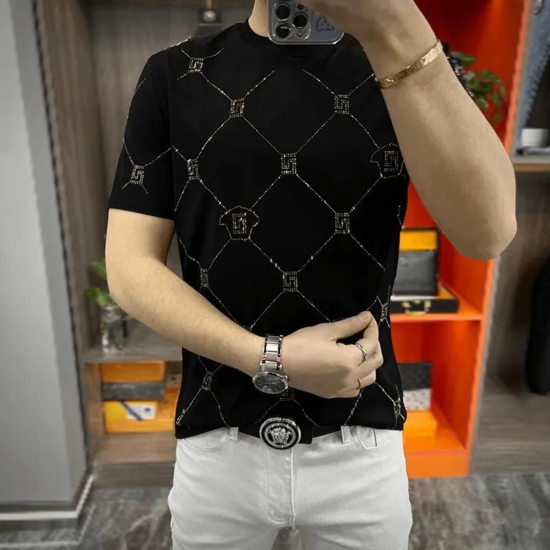 3869秋冬新款男士金丝绒长袖T恤