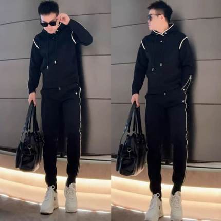 【现货】2639秋季新款男士套装休闲时尚连帽舒适潮流高品质帅气男