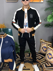 9609男士春季时尚休闲运动套装百搭舒适修身男两件套新品长袖外套