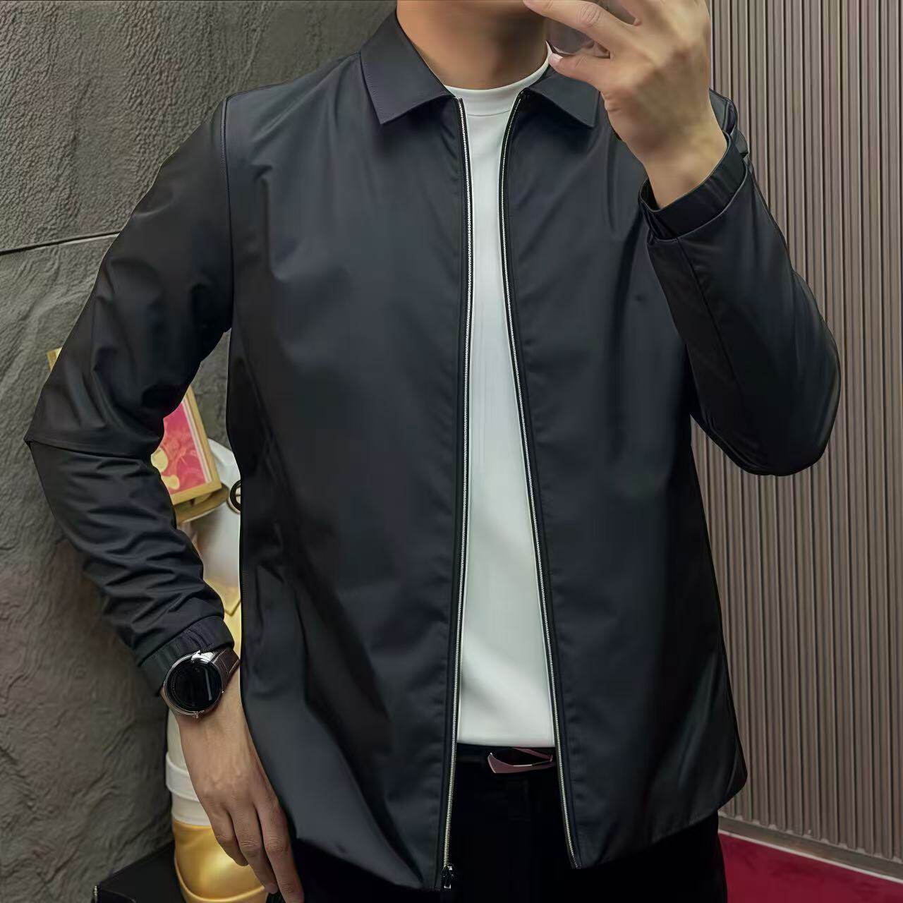 【现货】25303秋季男士爆款商务休闲外套行政夹克时尚百搭大码男