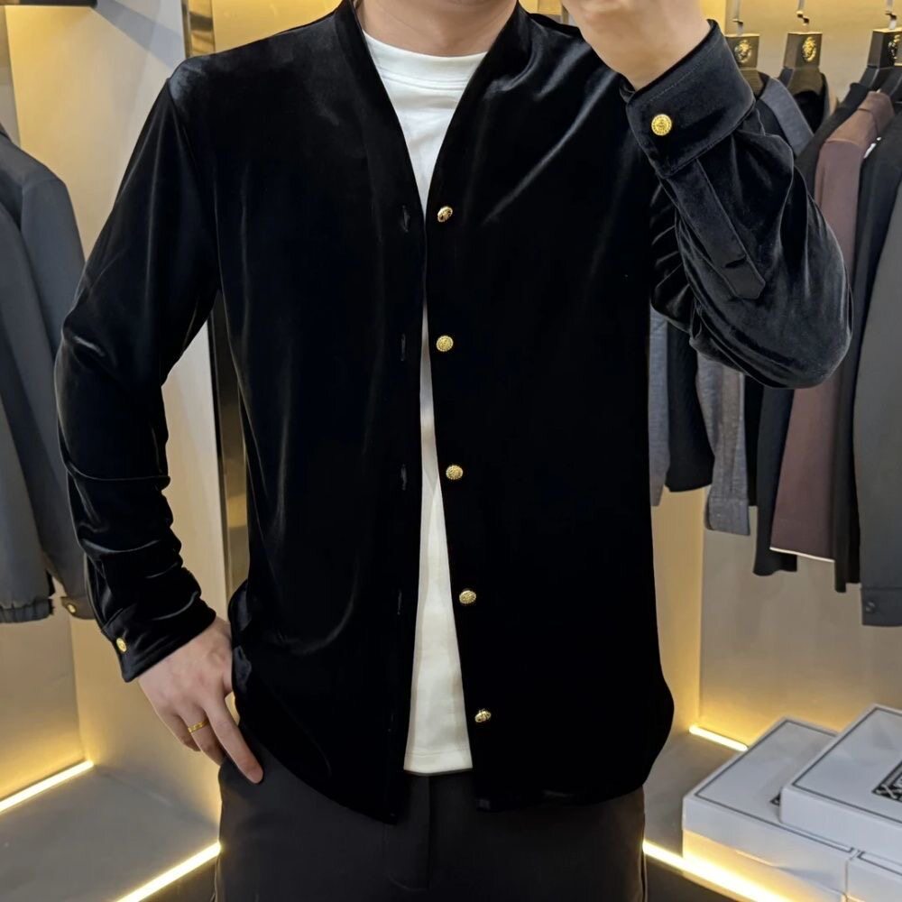 【现货】68256男士夹克外套金丝绒开衫时尚高品质百搭春季新品