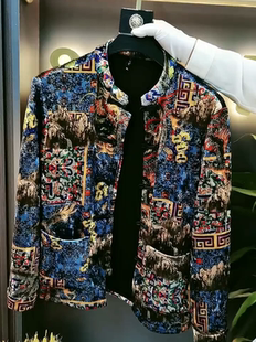 外套修身 金丝绒唐装 潮流中国风百搭外套盘扣上衣 秋冬新品 8002男士