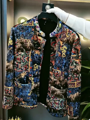 男士春季金丝绒唐装外套