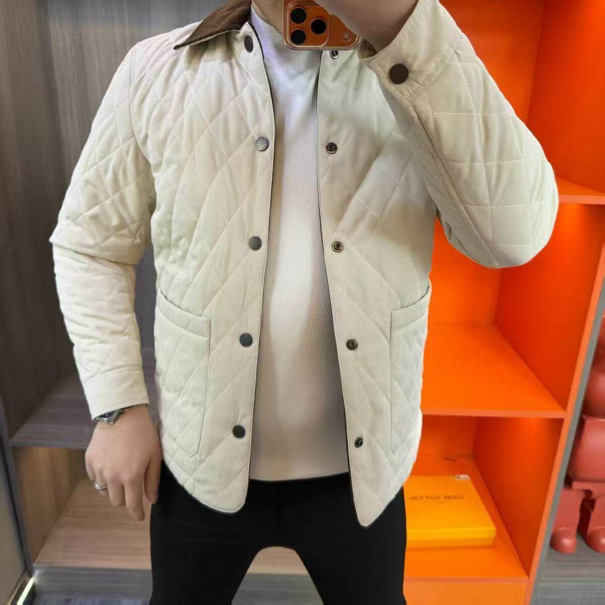男士时尚秋冬季新款潮流翻领棉服
