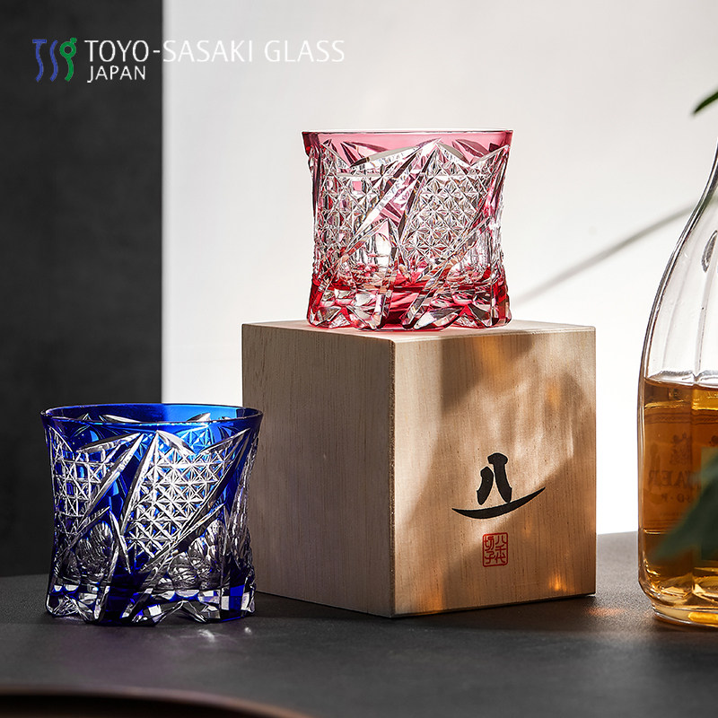 日本原装进口TOYO－SASAKI水晶手工刻制威士忌杯八千代切子玻璃杯