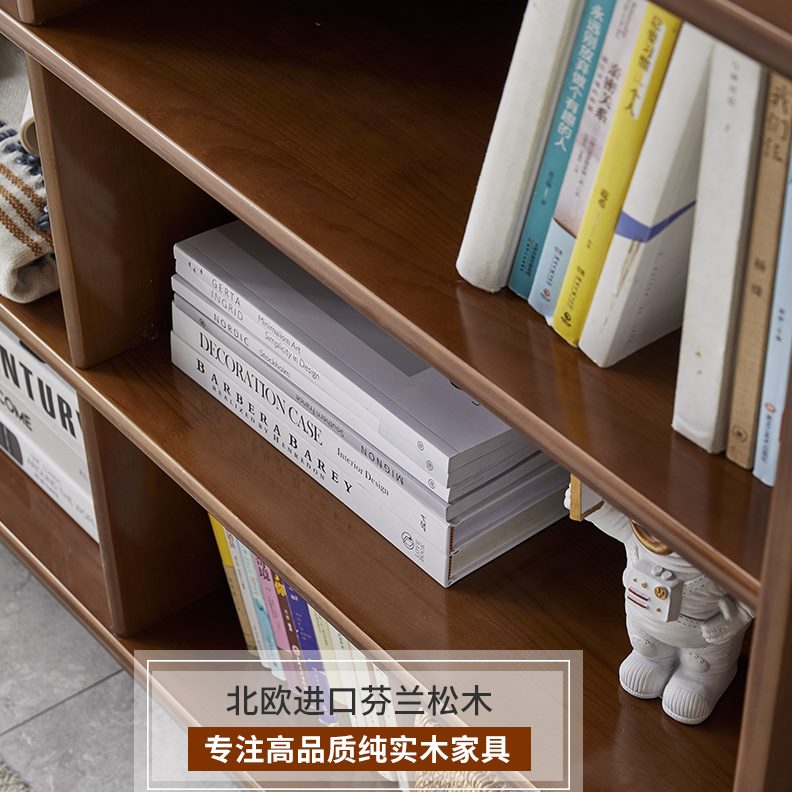 书架胡储物柜色收纳电视机柜书柜桃格子柜实木小户型电视柜一体