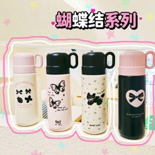 学生保温杯304不锈钢杯子女生高颜值便携小巧带吸管双饮水杯新款