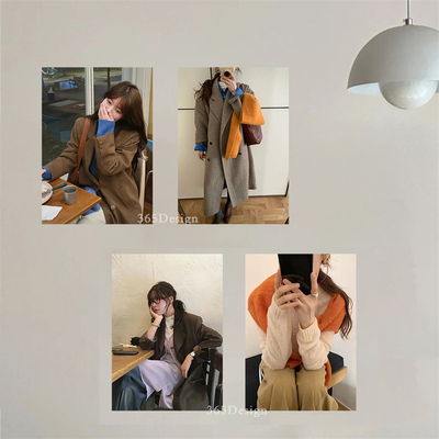 ins秋冬毛衣大衣韩系穿搭海报氛围感服装店直播背景墙拍照装饰画