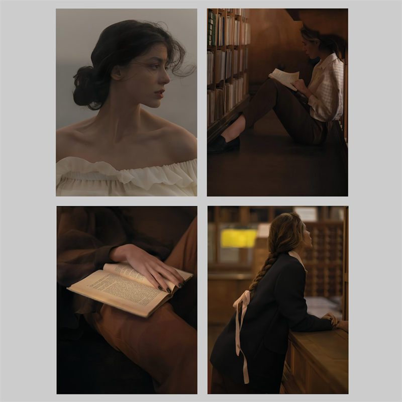 法式复古文艺服装店海报ins风工作室档口摄影背景墙氛围感装饰画图片