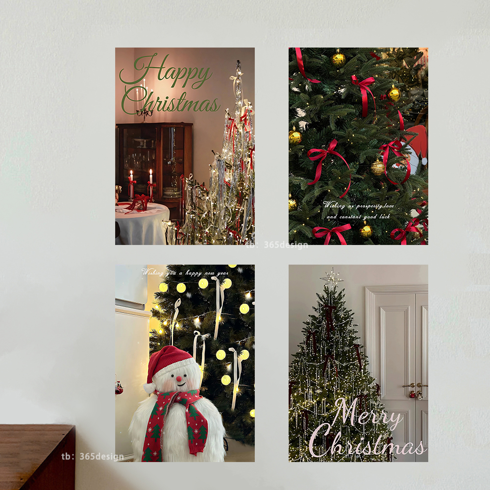 ins圣诞节海报墙贴merry christmas房间咖啡店墙面拍照背景装饰画