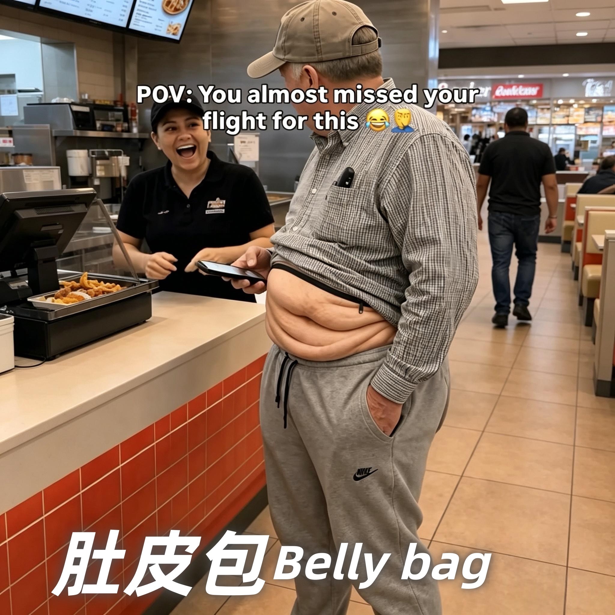 Dadbagw肚皮包仿真假啤酒肚防盗