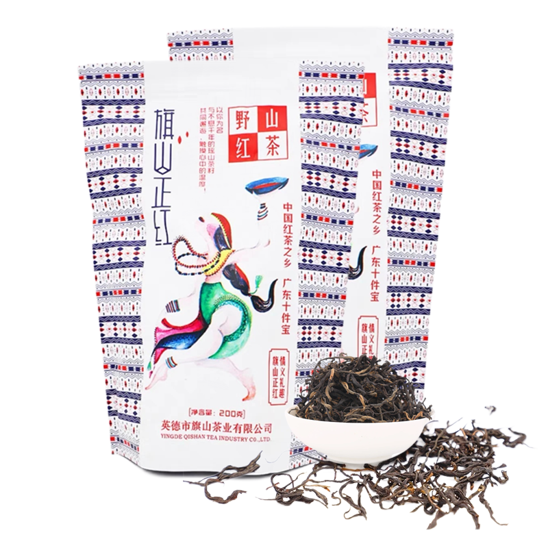新英德红茶旗山正红野山红茶野茶袋装200g工夫茶甜香花香清香甘醇