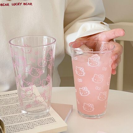 高颜值hellokitty玻璃杯家用大容量喝水杯办公室宿舍果汁饮料杯