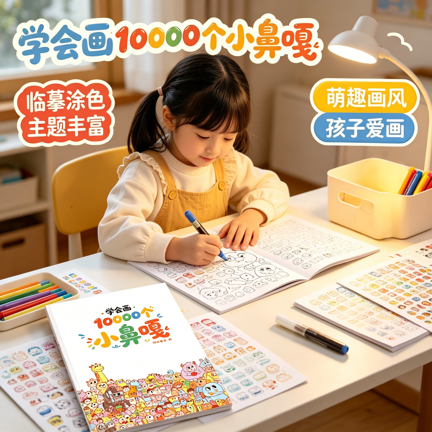 儿童涂色本简笔画萌趣解压