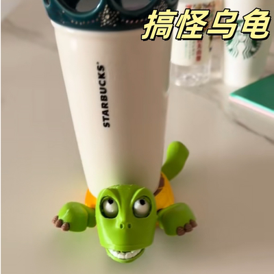 搞怪小乌龟杯垫可爱趣味桌面摆件会动3D瞪眼王八创意玩具减压解闷