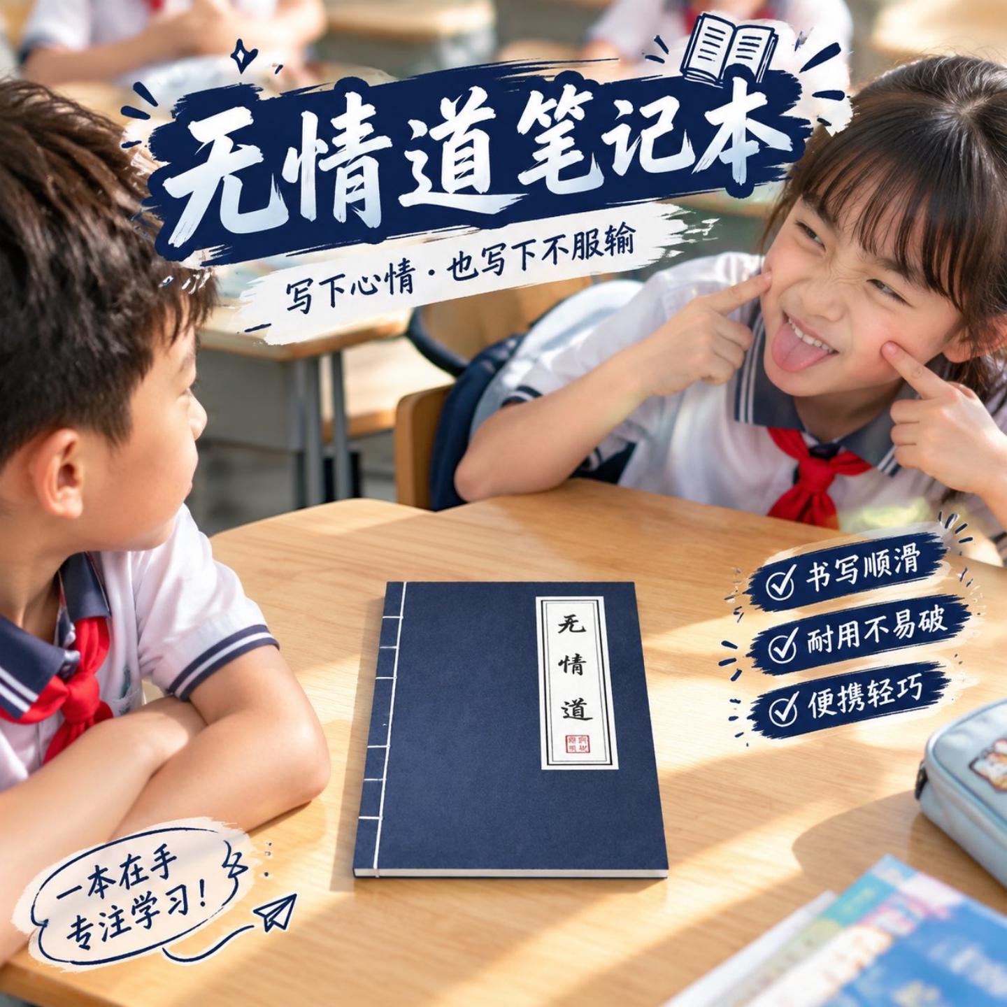 古风无情道复古蓝横线手账本