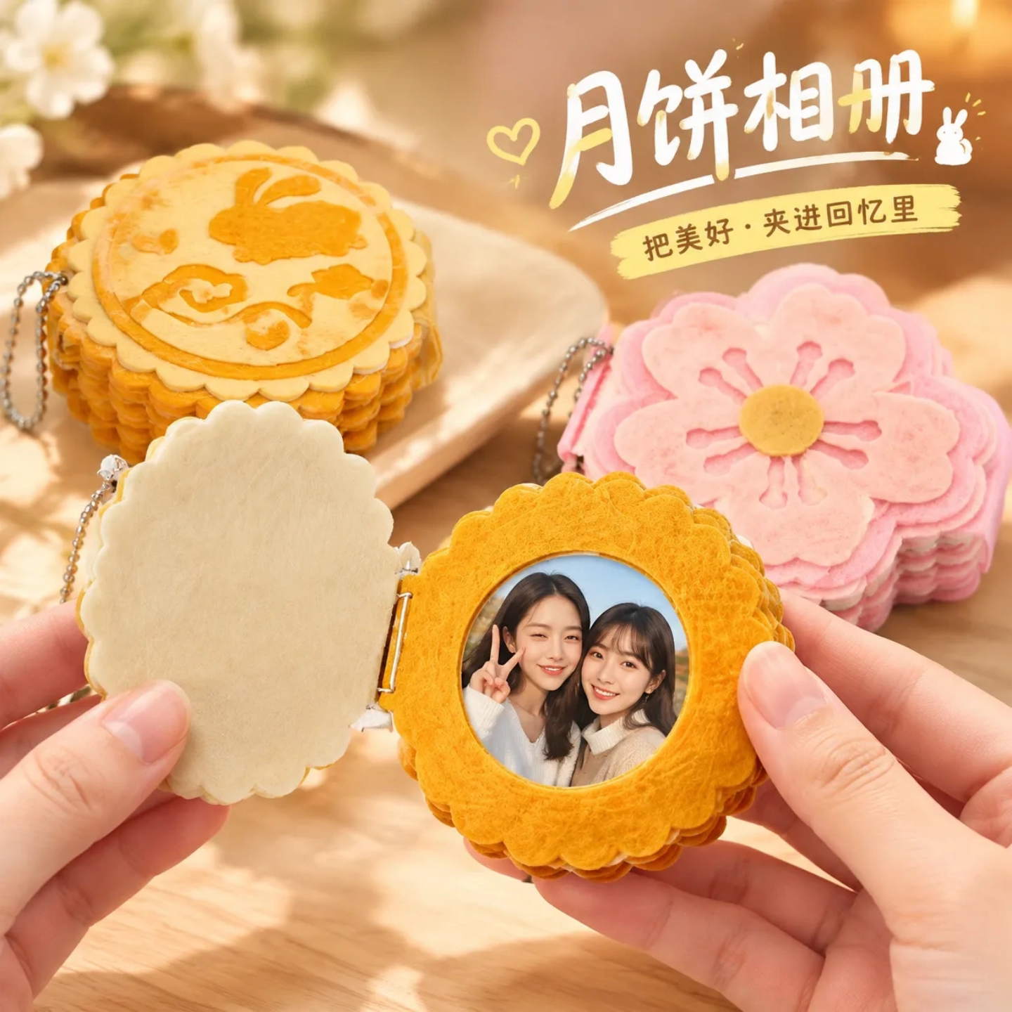 樱花月饼不织布卡册中秋礼物