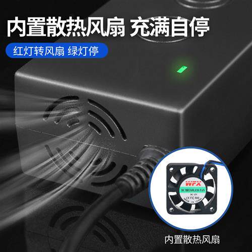 带风扇12.6V5A8A10A锂电池一体机充电器12V电瓶机60A聚合物40A80A